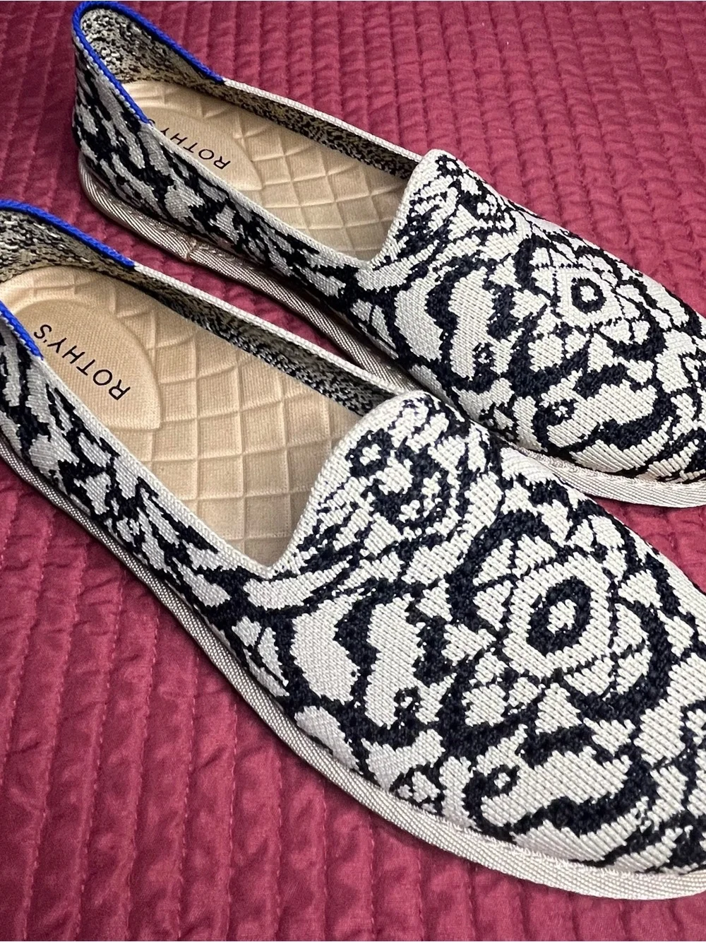 Rothy's The Cruiser Loafer in Espresso Bloom Knit Slip On Flats Size 10 *EUC*